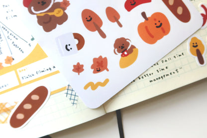 Rice Cake Puppy in Fall Glossy Sticker Sheet